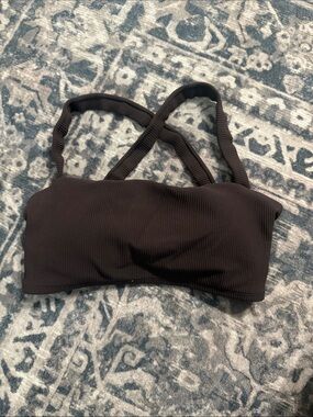 Muscle Nation Cocoa Brown Ribbed Sports Bra